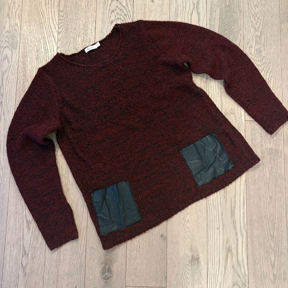 Reitmans Maroon Sweater with Faux-leather Pockets